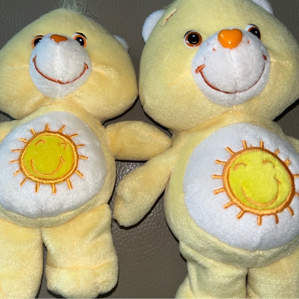 2 FUNSHINE CARE BEARS Vtg 2004/9” & 2002/7” yellow sunshine stuffed plush animal - Picture 6 of 16